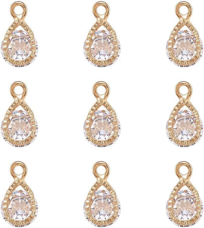 100Pcs Cubic Zirconia Alloy Charms Heart Shaped KC Gold Pendants for Jewelry Making Choker Tiny Dangle Accessories Valentine'S Day Wedding Gold-Drop