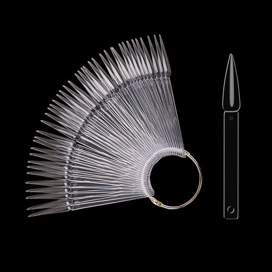 100Pcs GOGOONLY Nail Display Sticks Transparent Stiletto Tips Nail Art Display Chart Fan Board Acrylic False Tips Practice Tool Nail Polish Sample Color Showcase with Ring (100 Pcs - Clear) Health & Beauty > Personal Care > Cosmetics > Cosmetic Tools > Nail Tools GOGOONLY 100 Count (Pack of 1)  