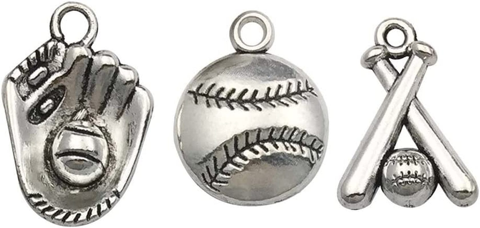 100Pcs Mix Silver Tree Flower Charms Collection, Bulk Mini Small Little Charms Metal Pendant Craft Supplies Findings for Necklace and Bracelet Jewelry Making (HM291) Baseball Charms