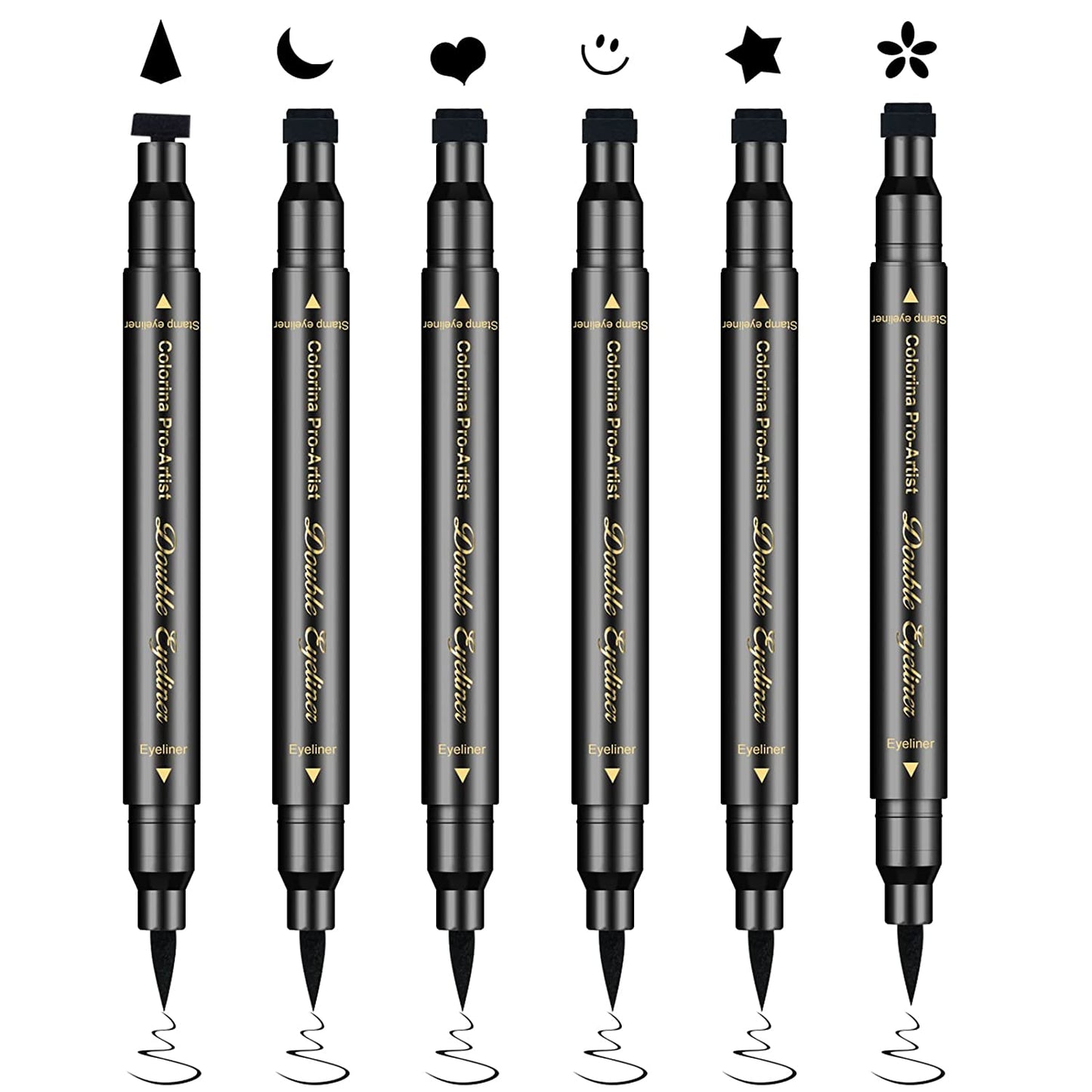 Ownest 3 Pcs Double-Sided Liquid Eyeliner Pen,With Eye Makeup Stamp Super Slim Gel Felt Tip High Black Pigment,Waterproof Smudgeproof Long Lasting Eyeliner Eye Tattoo Makeup Tool-Heart,Star,Moon Health & Beauty > Personal Care > Cosmetics > Cosmetic Tools > Makeup Tools Ownest 6PS  