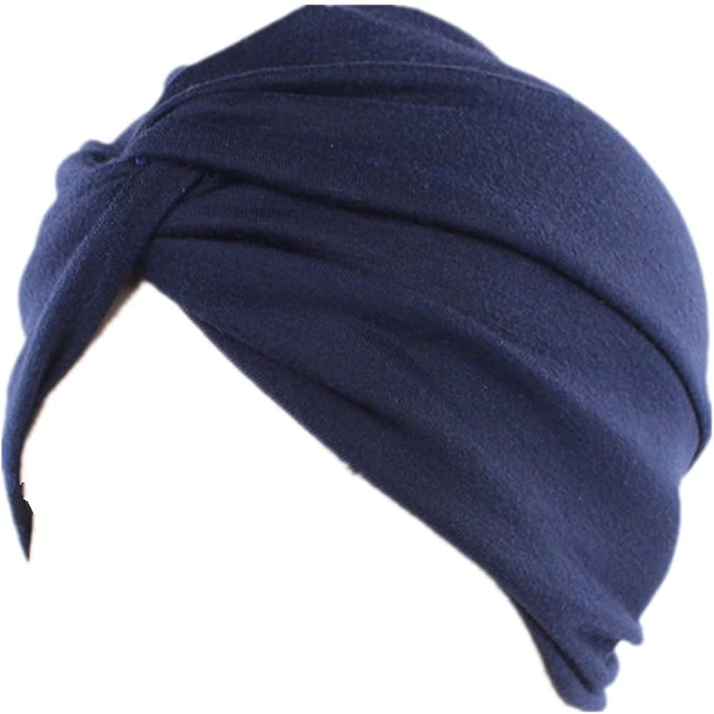 Beauty YFJH Chemo Sleep Turban Headwear Scarf Beanie Cap Hat for Cancer Patient Hair Loss Apparel & Accessories > Clothing Accessories > Headwear beauty YFJH Navy Blue  