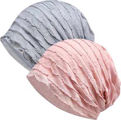 Kayier Women'S Baggy Casual Chemo Beanie Cap Apparel & Accessories > Clothing Accessories > Headwear Kayier 2 Pack - Pink & Grey  