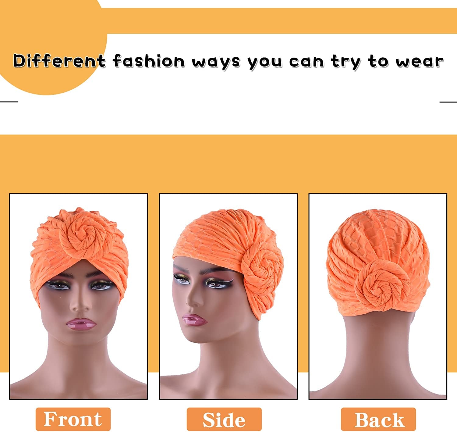 WKJHO 6 Pieces Women Turban Hat African Flower Knot Pre-Tied Bonnet Beanie Cap Headwrap for Girls Apparel & Accessories > Clothing Accessories > Headwear Generic   