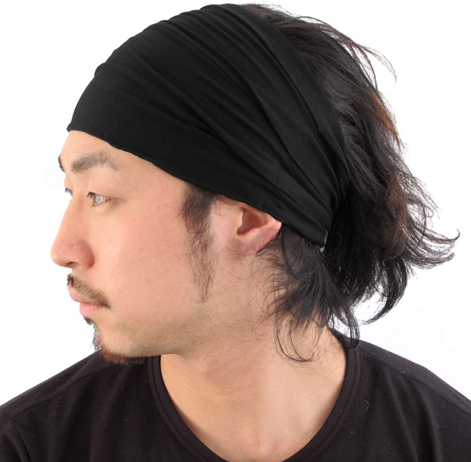 CCHARM Headband Bandana Japanese Style - Mens Head Wrap Womens Hair Band by Casualbox Apparel & Accessories > Clothing Accessories > Bandanas & Headties CCHARM Black Medium 