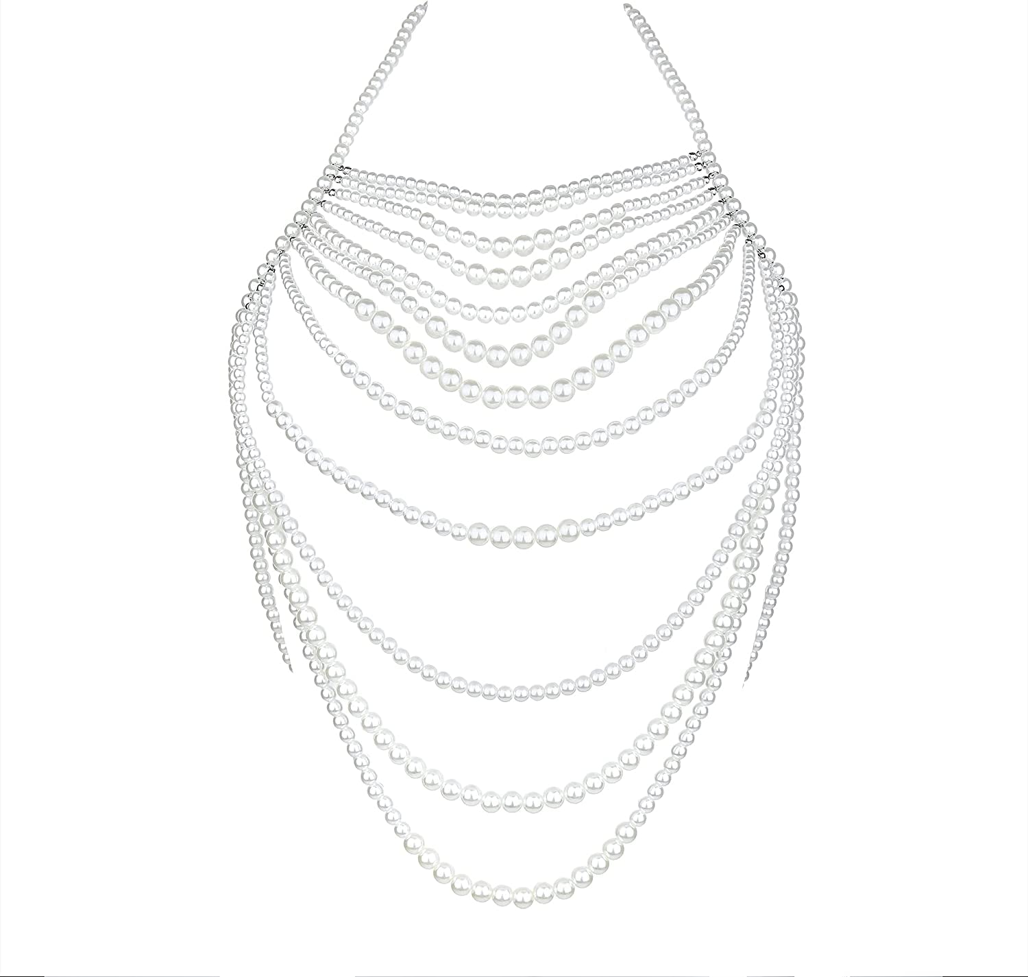 Ccbodily Pearl Body Chain Bra - Fashion Shoulder Necklaces Bra Chain Body Jewelry Apparel & Accessories > Jewelry > Body Jewelry CCbodily D-WHITE  