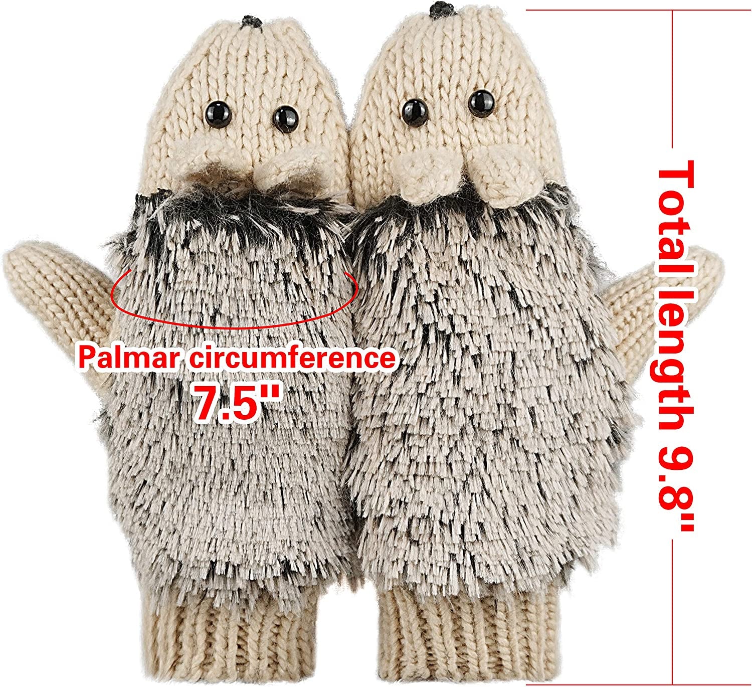 Double Layer Winter Thicken Warm Knit Mittens Cartoon Hedgehog Gloves Apparel & Accessories > Clothing Accessories > Gloves & Mittens Bienvenu   