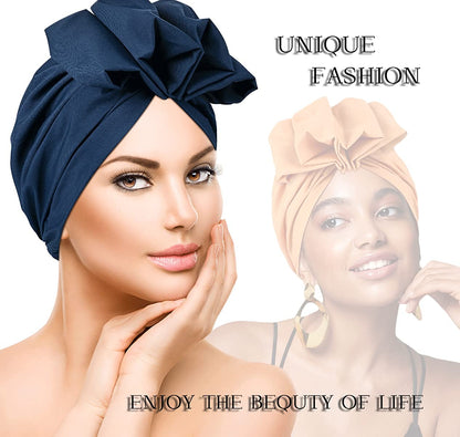 Women Turbans and Head Wraps,Skull-Caps,African Turban Flower Knot Pre-Tied Bonnet Beanie Cap for Women Apparel & Accessories > Clothing Accessories > Headwear DANMY   