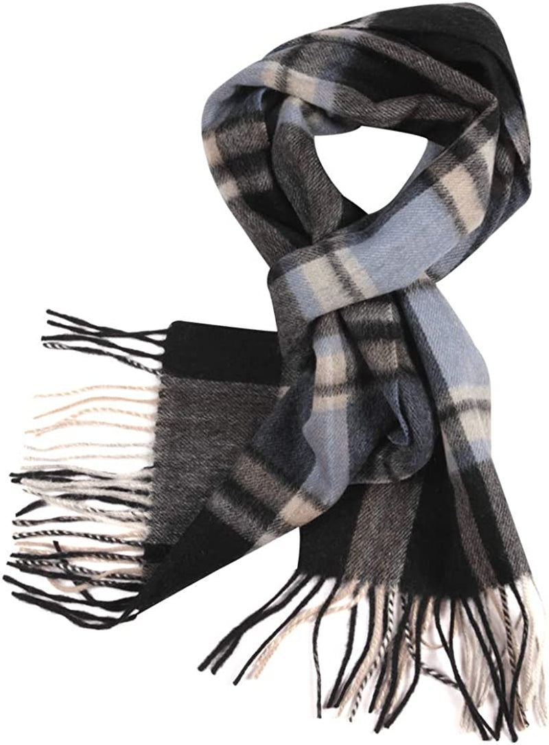 WAMSOFT 100% Pure Wool Scarf, Thick Long Plaid Scarf Winter Tartan Scarves for Men Women… Apparel & Accessories > Clothing Accessories > Scarves & Shawls WAMSOFT Light Blue&gray Tartan  