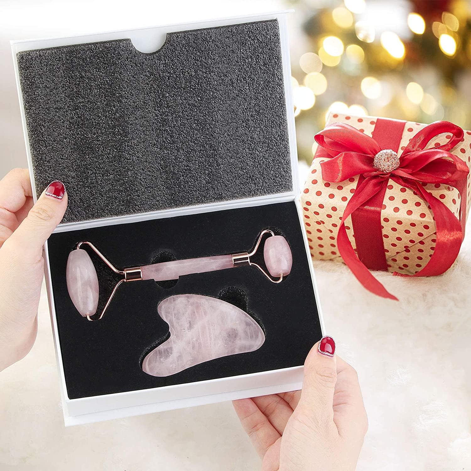 Jade Roller for Face, Gua Sha Facial Tools & Rose Quartz Face Roller Skin Care Product for Face Lift and Puffiness, Anti-Aging Facial Roller for Eyes Body Neck Slimming & Firming Health & Beauty > Personal Care > Cosmetics > Cosmetic Tools > Skin Care Tools MAANGE   