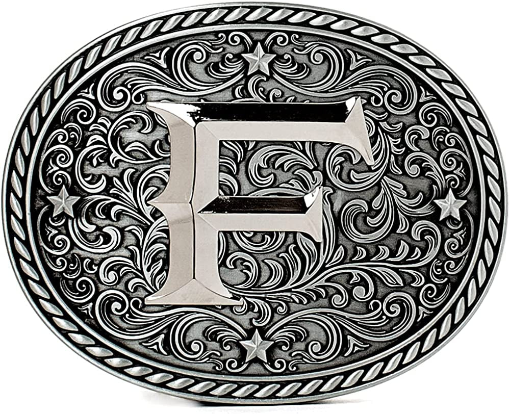 Western Cowboy/Cowgirl Initial Belt Buckle - Large, Letter Buckles for Men and Women Apparel & Accessories > Clothing Accessories > Belt Buckles Itera F  