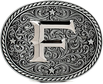 Western Cowboy/Cowgirl Initial Belt Buckle - Large, Letter Buckles for Men and Women Apparel & Accessories > Clothing Accessories > Belt Buckles Itera F  
