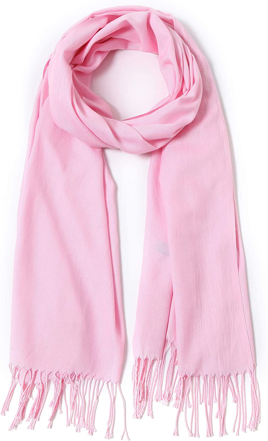 Pashmina Shawls and Wraps Large Scarfs for Women Wedding Party Bridal Long Fashion Solid Shawl Wrap with Fringes Apparel & Accessories > Clothing Accessories > Scarves & Shawls Cindy & Wendy Hot Pink  