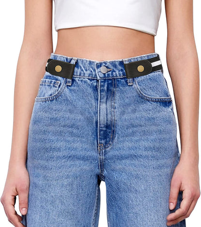 SANSTHS Buckle-Free Elastic Women Belt for Jeans without Buckle, Comfortable Invisible Belt No Bulge No Hassle Apparel & Accessories > Clothing Accessories > Belts SANSTHS K-w Black Fit pants 22"-34" 