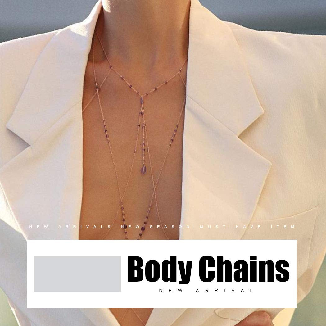Kakaco Beaded Layered Chest Chain Beach Bikini Body Chains Silver Vest Harness Body Jewelry for Women and Girls Apparel & Accessories > Jewelry > Body Jewelry Kakaco   