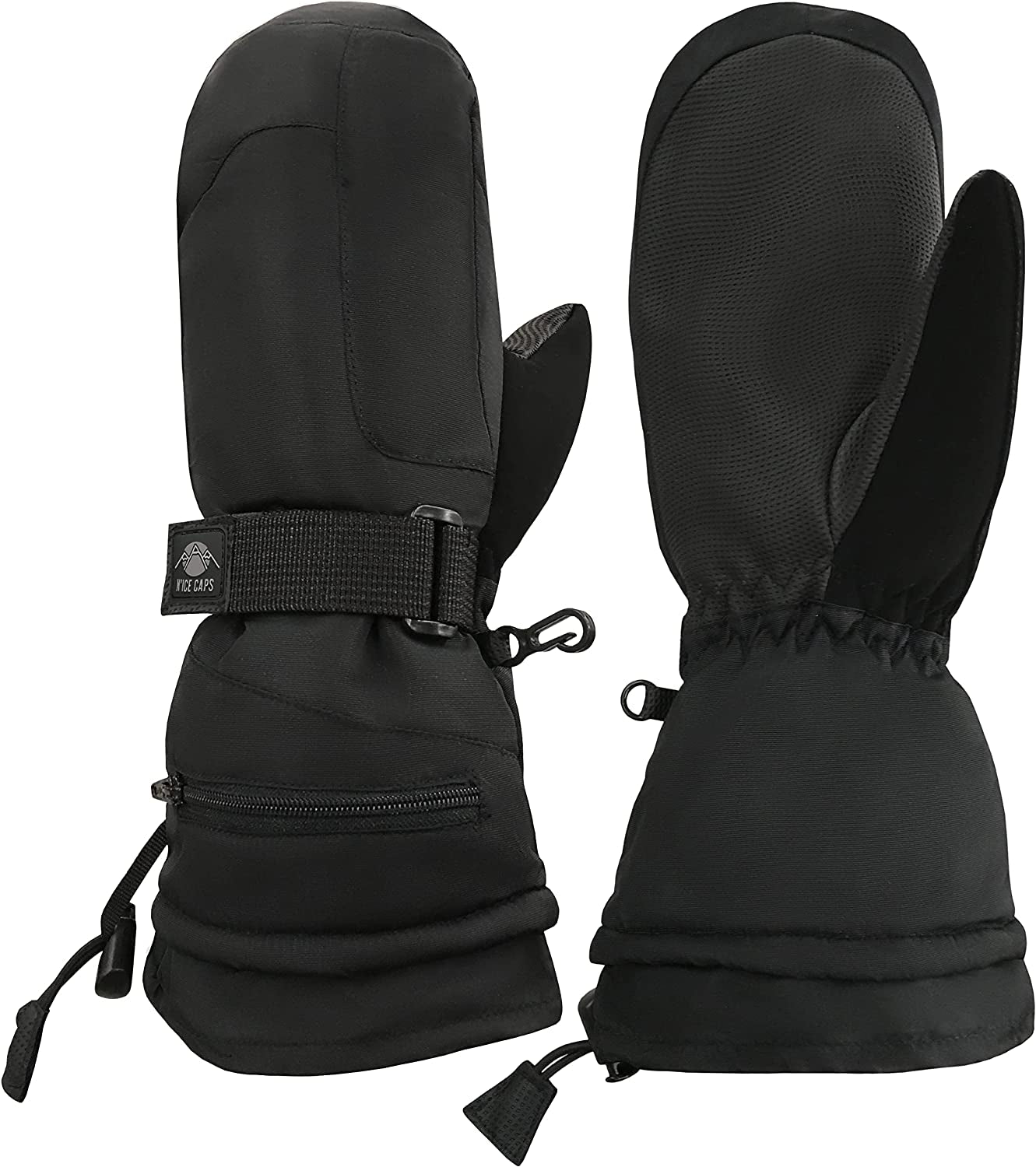 N'Ice Caps Men'S Women'S Waterproof 100 Gram Thinsulate Ski Mittens and Gloves Apparel & Accessories > Clothing Accessories > Gloves & Mittens N'Ice Caps Mittens - Black Women's Large/X-Large 