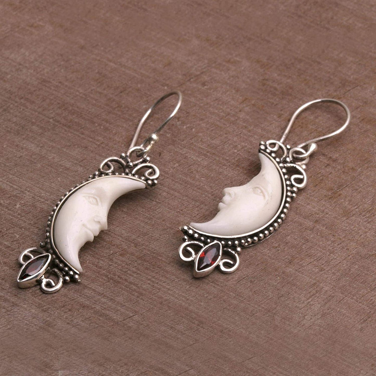 NOVICA Garnet .925 Sterling Silver Dangle Earrings, Natural Moonlight' Apparel & Accessories > Jewelry > Earrings NOVICA   