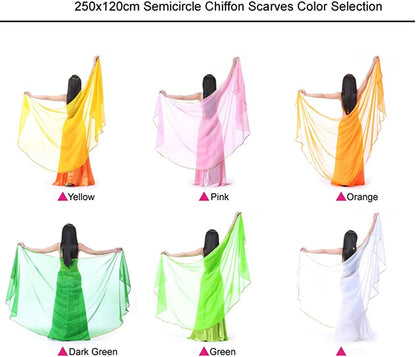 Lightweight Semicircle Chiffon Hand Scarf Belly Dance Costume Outfit Hip Scarf Sequin Trim Shawls Veils Apparel & Accessories > Clothing Accessories > Scarves & Shawls SHOWYOU   