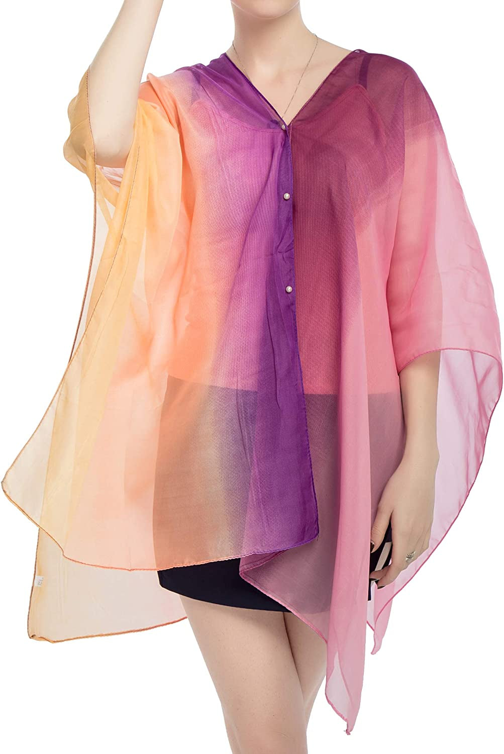 Women'S Chiffon Scarve Shawls Wraps Qunsia Floral Poncho Bikini Cover up Tops Apparel & Accessories > Clothing Accessories > Scarves & Shawls Qunsia   