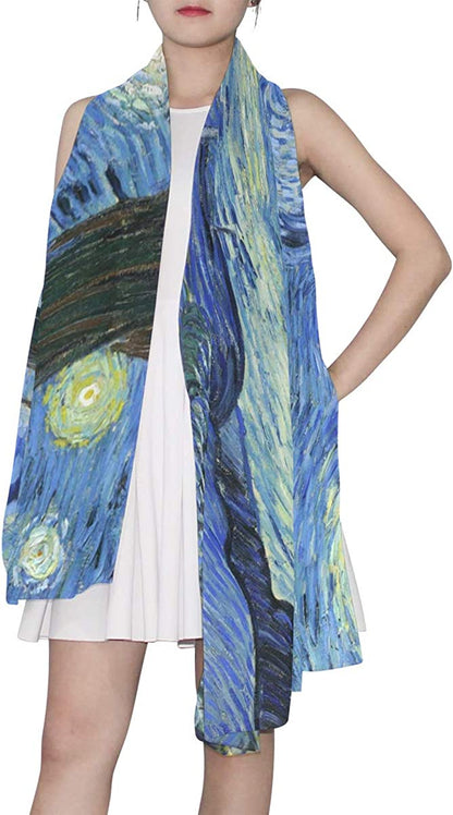 SEULIFE Women'S Scarf Van Gogh Starry Night, Lightweight Scarf Sheer Shawl Wrap Apparel & Accessories > Clothing Accessories > Scarves & Shawls SEULIFE   