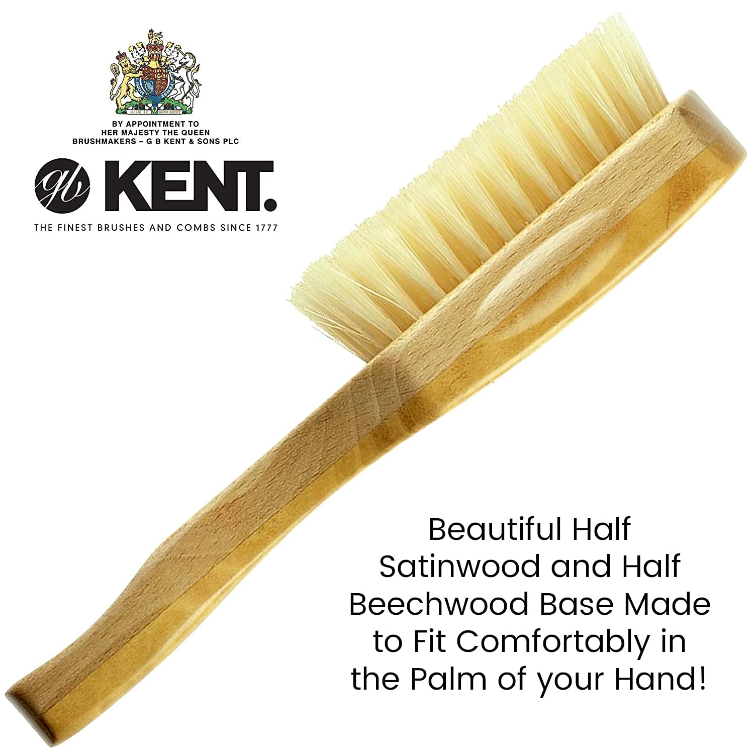 Kent OS11 Satinwood Rectangular Military Club Hair Brush and Facial Brush for Beard Care, Soft White Natural Boar Bristle Brush for Fine or Thinning Hair Mens Grooming, Hair Care, and Beard Brush Health & Beauty > Personal Care > Hair Care KENT   