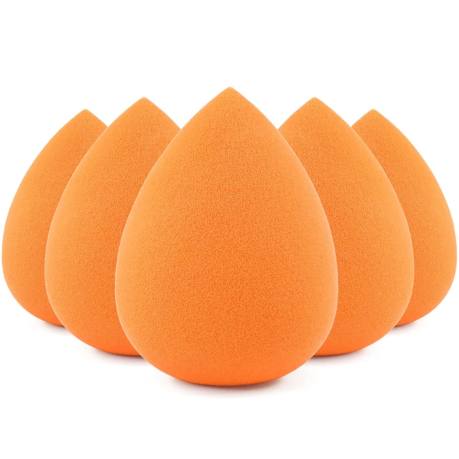 BEAKEY 5 Pcs Makeup Sponge Set, Foundation Blending Beauty Sponge, Flawless for Liquid, Cream, and Powder, Multi-Colored Makeup Sponges Health & Beauty > Personal Care > Cosmetics > Cosmetic Tools > Makeup Tools BEAKEY E-Orange  
