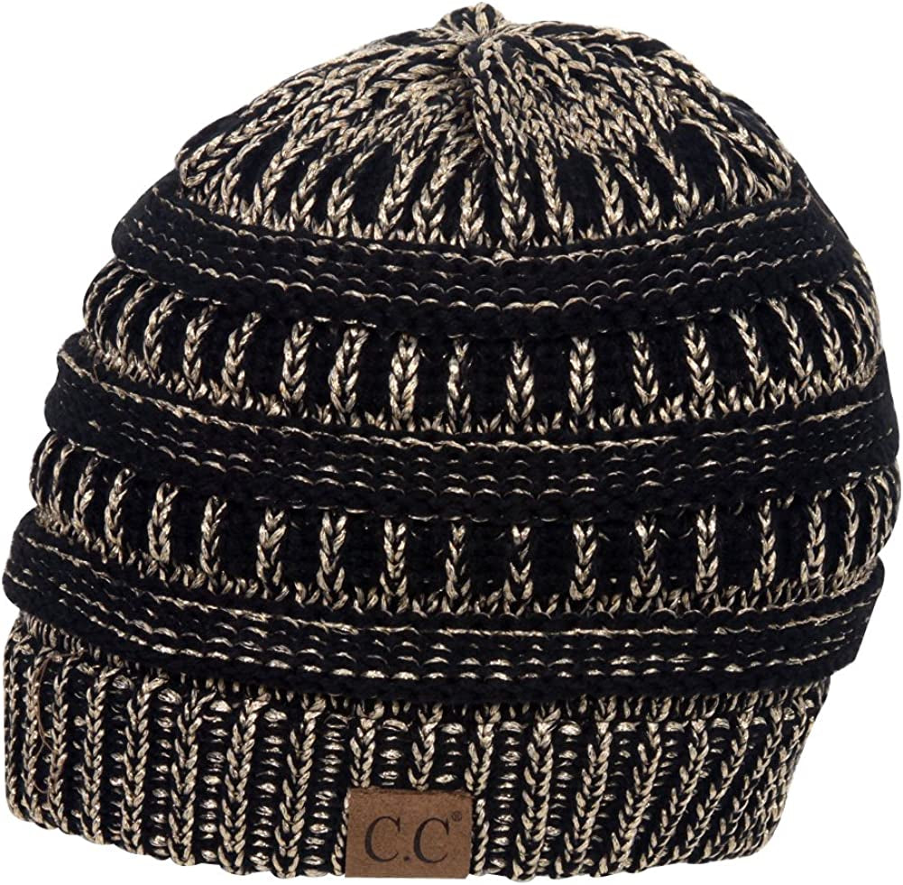 C.C Women'S Beanie Apparel & Accessories > Clothing Accessories > Hats C.C Black/Metallic Gold One Size 