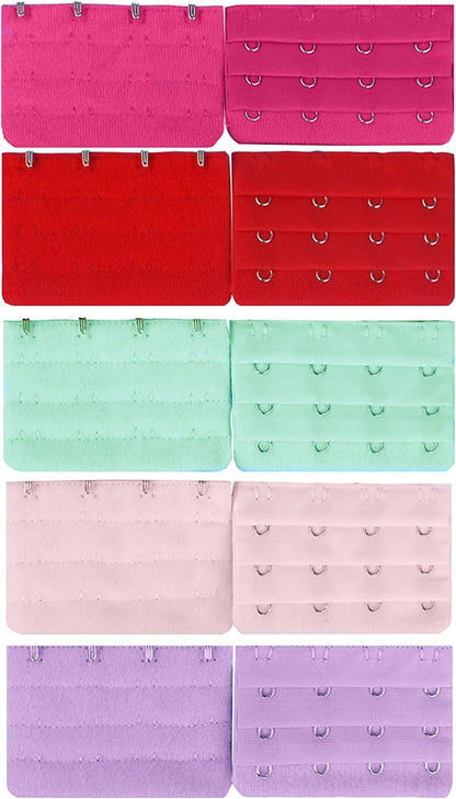 10Pcs 4 Hook Bra Extender Strap 3/4” Width Spacing Bra Extension Assorted Color