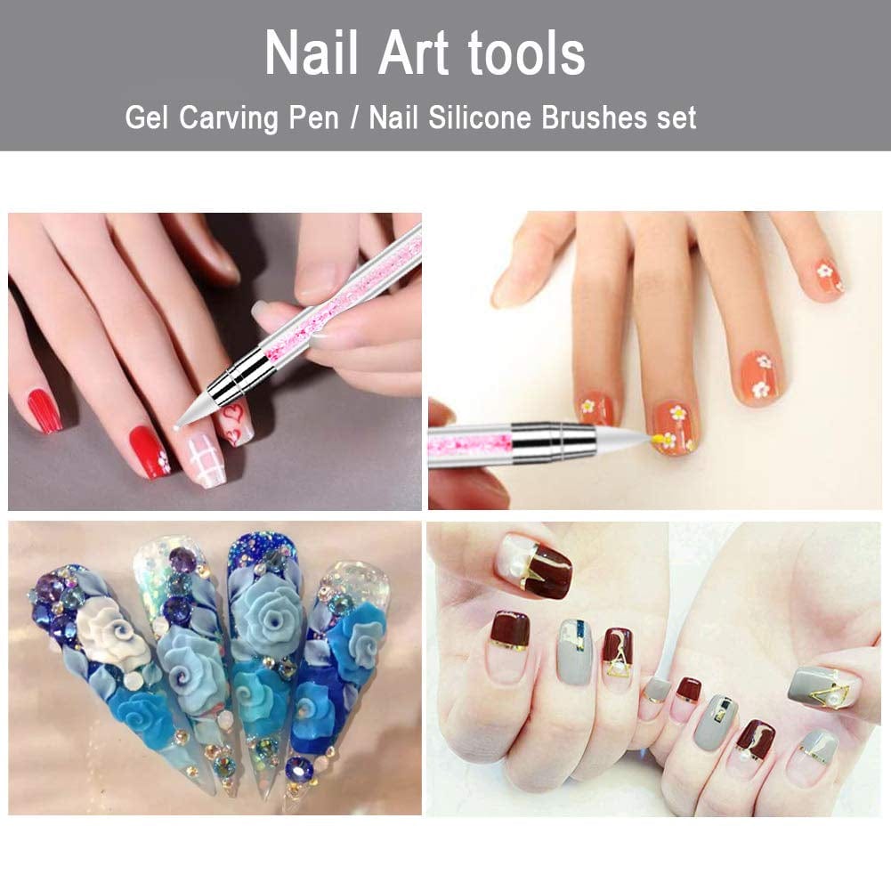 10Pcs Nail Art Gel Carving Pen Nail Dotting Tool Silicone Nail Brushe Set Nail Tools Pottery Clay Sculpting Tools,Acrylic Nail Dotting Pen 2 Way Double Ended Health & Beauty > Personal Care > Cosmetics > Cosmetic Tools > Nail Tools Bysiter   