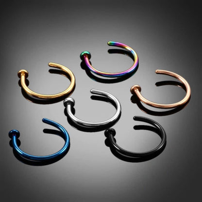 10Pcs Stainless Steel Nose Rings,Punk Fake Piercings C Shape Septum Lip Rings Small Thin Faux Body Piercing Jewelry for Women Men(8Mm,Pink) Apparel & Accessories > Jewelry > Body Jewelry generic   
