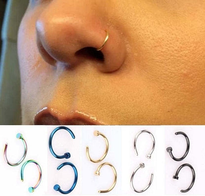 10Pcs Stainless Steel Nose Rings,Punk Fake Piercings C Shape Septum Lip Rings Small Thin Faux Body Piercing Jewelry for Women Men(8Mm,Pink) Apparel & Accessories > Jewelry > Body Jewelry generic   