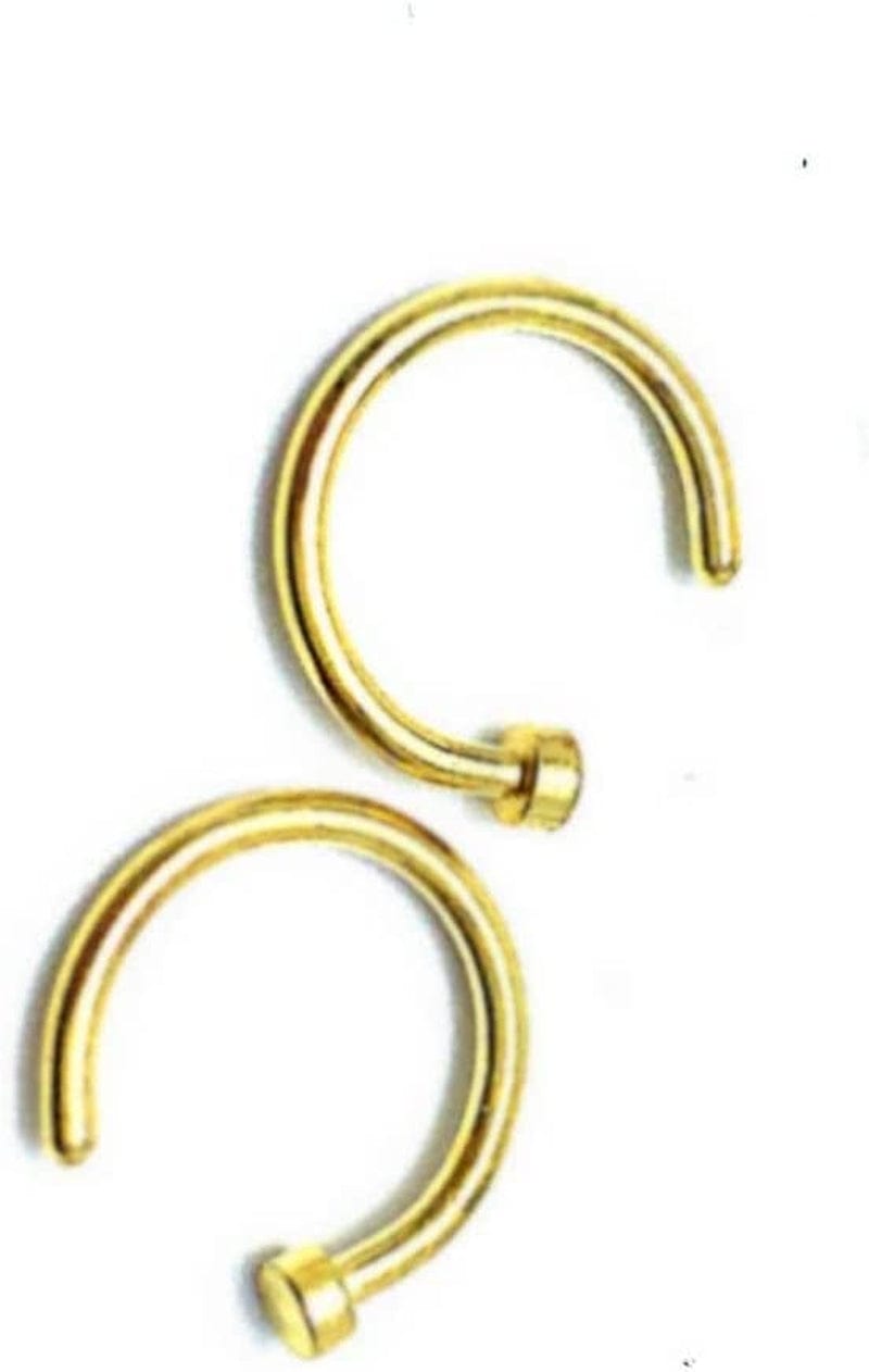 10Pcs Stainless Steel Nose Rings,Punk Fake Piercings C Shape Septum Lip Rings Small Thin Faux Body Piercing Jewelry for Women Men(8Mm,Pink) Apparel & Accessories > Jewelry > Body Jewelry generic Gold 8mm 