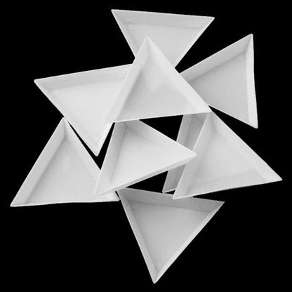 10Pcs White Plastic Triangle Tray Nail Art Rhinestones Gems Crystal Beads Sorting Tray Manicure Tool Health & Beauty > Personal Care > Cosmetics > Cosmetic Tools > Nail Tools MIOBLET   
