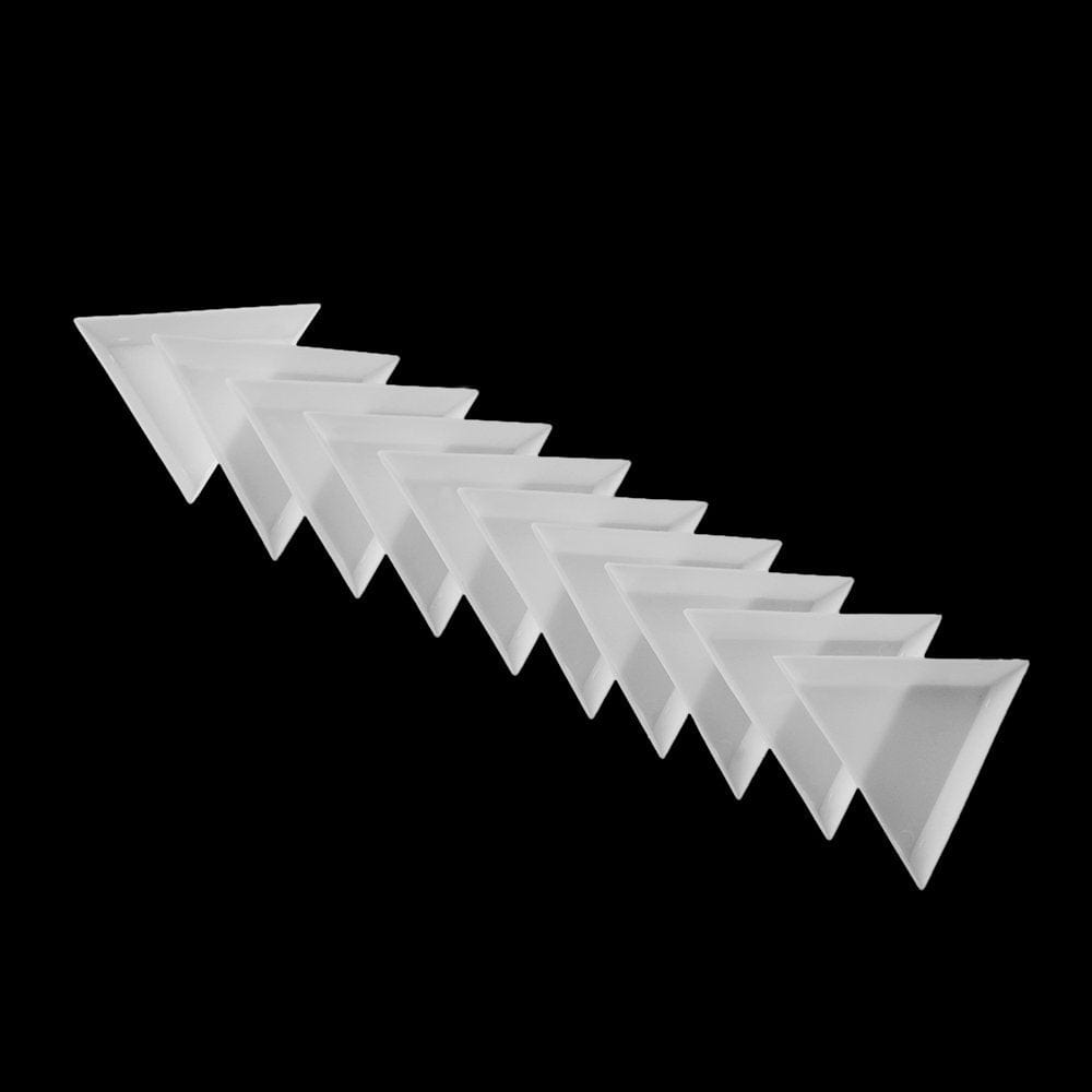 10Pcs White Plastic Triangle Tray Nail Art Rhinestones Gems Crystal Beads Sorting Tray Manicure Tool Health & Beauty > Personal Care > Cosmetics > Cosmetic Tools > Nail Tools MIOBLET   