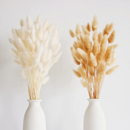 110 PCS Dried Pampas Grass Bouquet, Boho Table Decor, Bunny Tails Dried Flowers, Brown Pompas, White Pampas Grass for Wedding, Home, Rustic Party, Baby Shower Decorations 100Pcs Pampas Grass-A