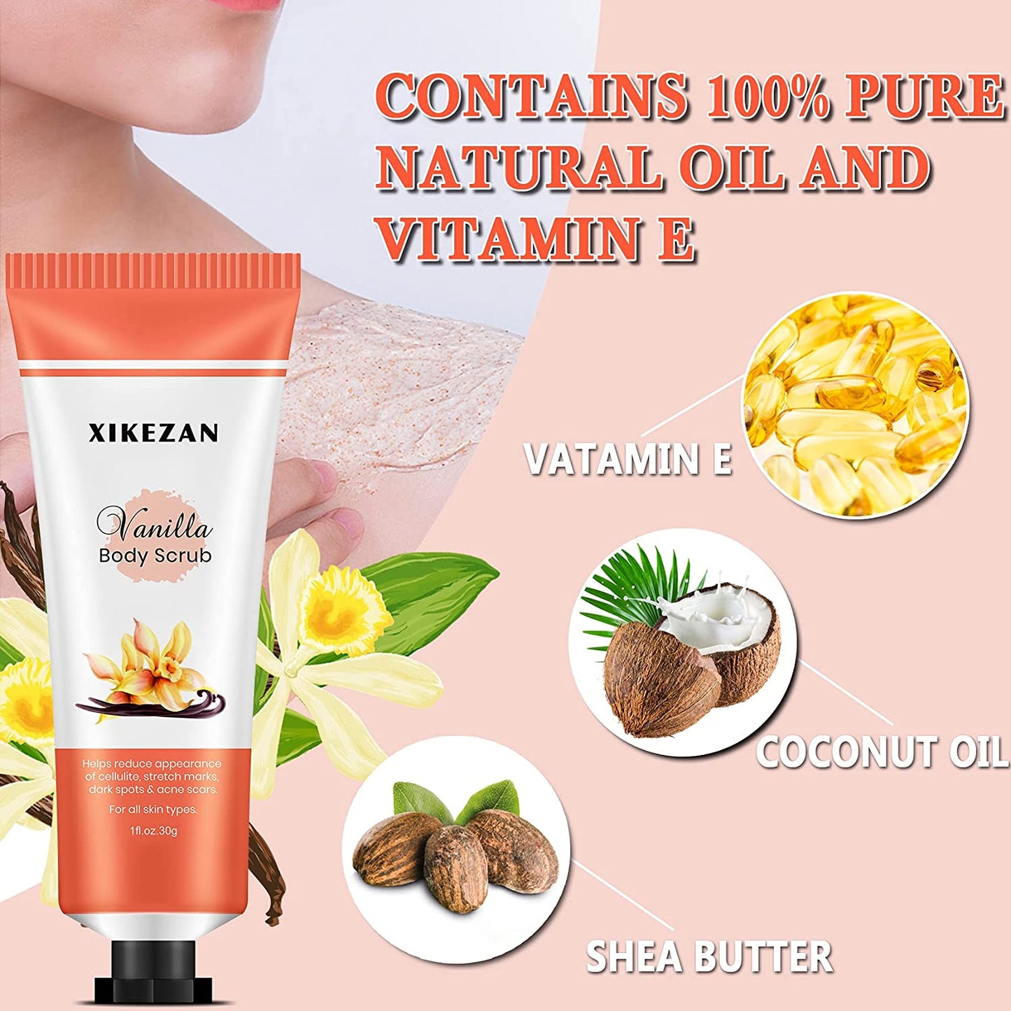 Body Scrub,9 Packs Travel Size Foot Hand Care Scrub & Body Cream for Skin Care Exfoliating & Moisturizing,Unique Birthday Christmas Gifts Valentines Day Gifts for Her Women Mom Wife Stocking Stuffers Health & Beauty > Personal Care > Foot Care XIKEZAN   