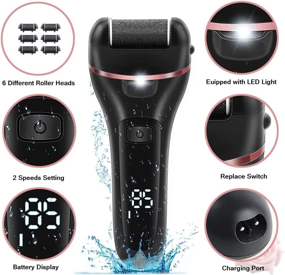 Electric Callus Remover for Feet, Rechargeable Foot Callus Remover Pedicure Tools Foot File, Professional Pedicure Kit Feet Care for Dead,Hard Cracked Dry Skin with 6 Grinding Heads,2Speed,Lcd Display Health & Beauty > Personal Care > Foot Care Aibixile   