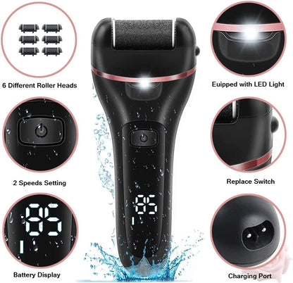 Electric Callus Remover for Feet, Rechargeable Foot Callus Remover Pedicure Tools Foot File, Professional Pedicure Kit Feet Care for Dead,Hard Cracked Dry Skin with 6 Grinding Heads,2Speed,Lcd Display Health & Beauty > Personal Care > Foot Care Aibixile   