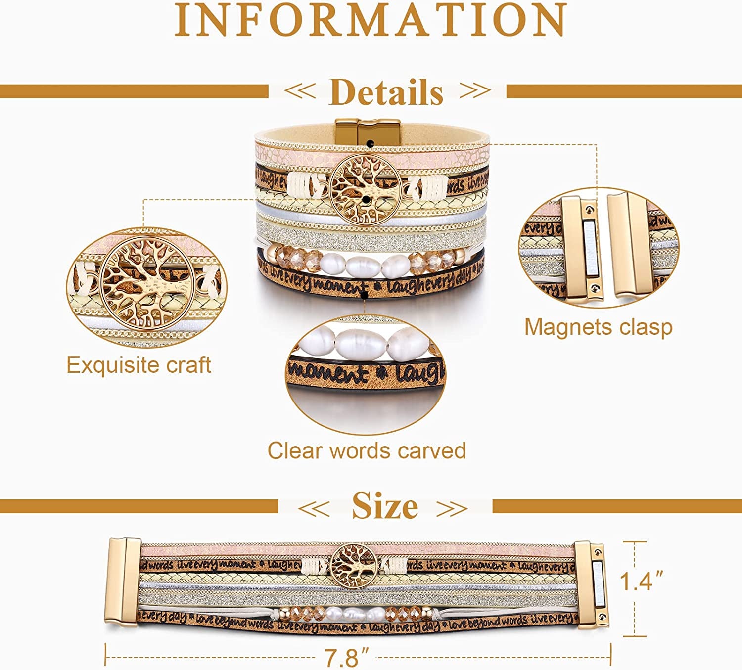 Inspirational Tree of Life Leather Bracelets for Women,Birthday Christmas Mothers Day Jewelry Gifts for Teen Girls Apparel & Accessories > Jewelry > Bracelets AURGTTCG   