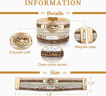 Inspirational Tree of Life Leather Bracelets for Women,Birthday Christmas Mothers Day Jewelry Gifts for Teen Girls Apparel & Accessories > Jewelry > Bracelets AURGTTCG   