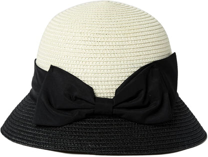 Comhats Straw Sun Hats for Women Summer Bucket UV Sun Protection Packable Foldable Fishing Gardening Hiking Travel Apparel & Accessories > Clothing Accessories > Hats Comhats 89316#white/Black Medium 