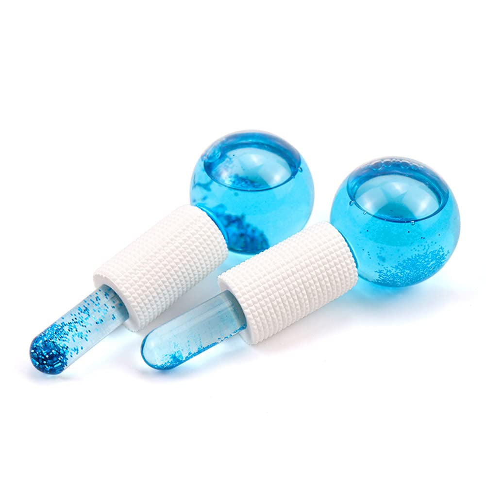Poleview Ice Globes for Facials, Cooling Face Roller, Facial Massage Tools for Daily Skincare, Tightens Skin, Reduce Puffiness and Dark Circles, anti Ageing, Enhance Circulation - Pink, with Glitter Health & Beauty > Personal Care > Cosmetics > Cosmetic Tools > Skin Care Tools Poleview Blue (with Glitter)  