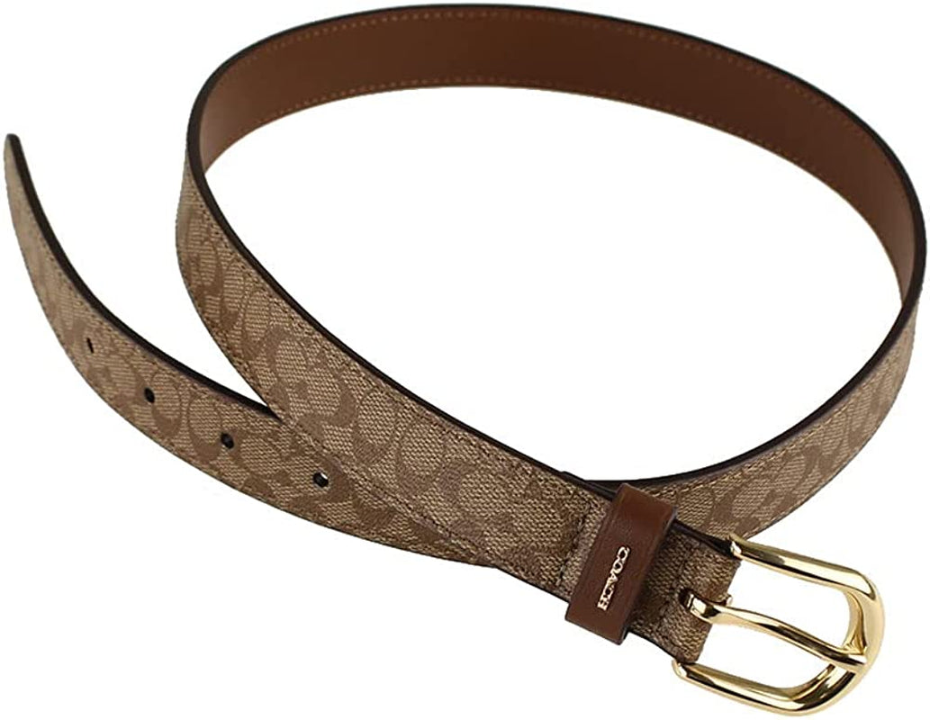 Coach Classic Belt in Signature Canvas (M, Khaki/Saddle/Gold) Apparel & Accessories > Clothing Accessories > Belts COACH   
