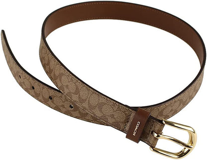 Coach Classic Belt in Signature Canvas (M, Khaki/Saddle/Gold) Apparel & Accessories > Clothing Accessories > Belts COACH   