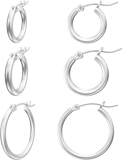 Gacimy Gold Hoop Earrings for Women 14K Real Gold Plated Hoops with 925 Sterling Silver Post Apparel & Accessories > Jewelry > Earrings Gacimy Silver 14-16-20mm  