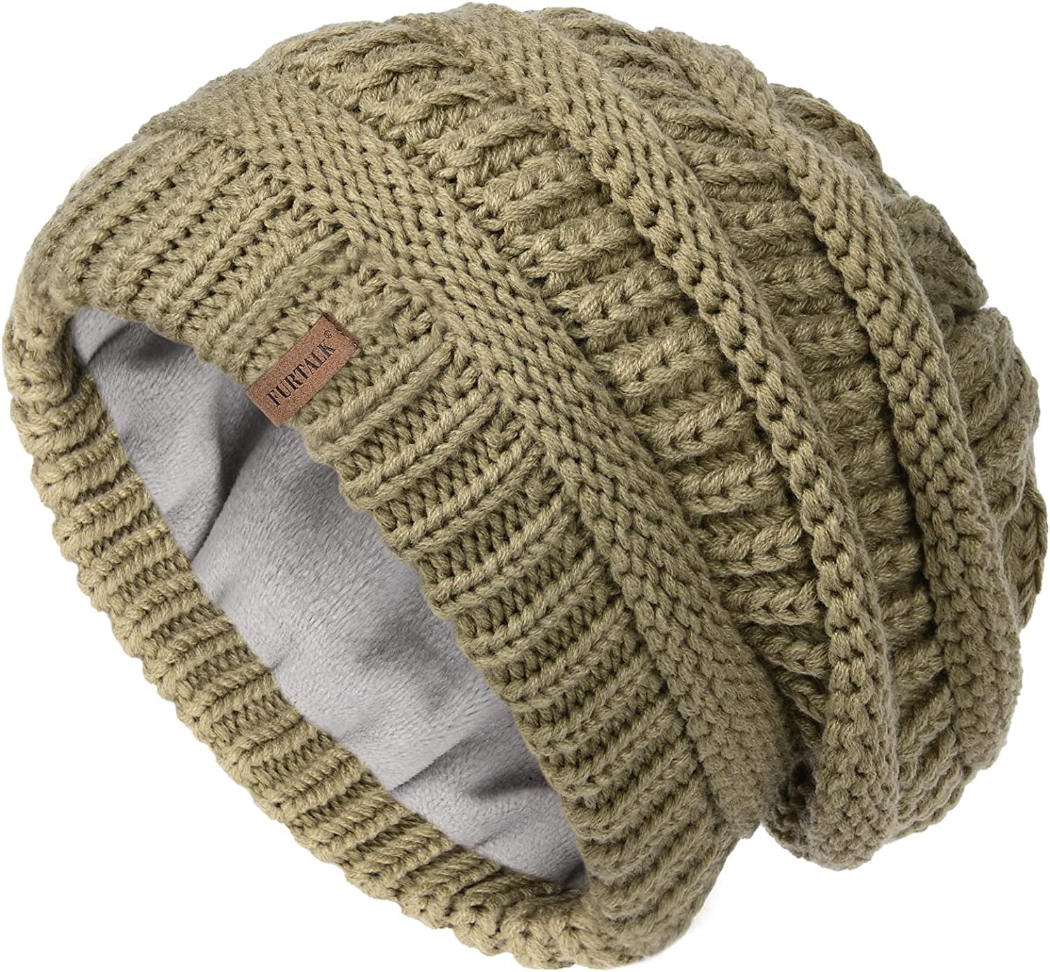 FURTALK Knit Beanie Hats for Women Men Fleece Lined Ski Skull Cap Slouchy Winter Hat Apparel & Accessories > Clothing Accessories > Hats KYLIE MAX Tree Green  