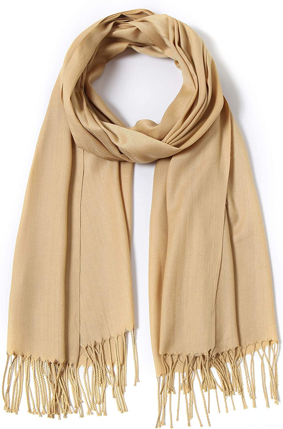 Pashmina Shawls and Wraps Large Scarfs for Women Wedding Party Bridal Long Fashion Solid Shawl Wrap with Fringes Apparel & Accessories > Clothing Accessories > Scarves & Shawls Cindy & Wendy Golden Nugget  