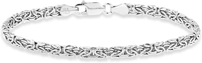 Miabella 925 Sterling Silver or 18K Gold over Silver Italian 4Mm Byzantine Link Chain Anklet Ankle Bracelet for Women Teen Girls, 925 Italy Apparel & Accessories > Jewelry > Anklets Miabella sterling silver Length 9 Inches (Small) 