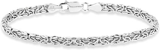 Miabella 925 Sterling Silver or 18K Gold over Silver Italian 4Mm Byzantine Link Chain Anklet Ankle Bracelet for Women Teen Girls, 925 Italy Apparel & Accessories > Jewelry > Anklets Miabella sterling silver Length 9 Inches (Small) 