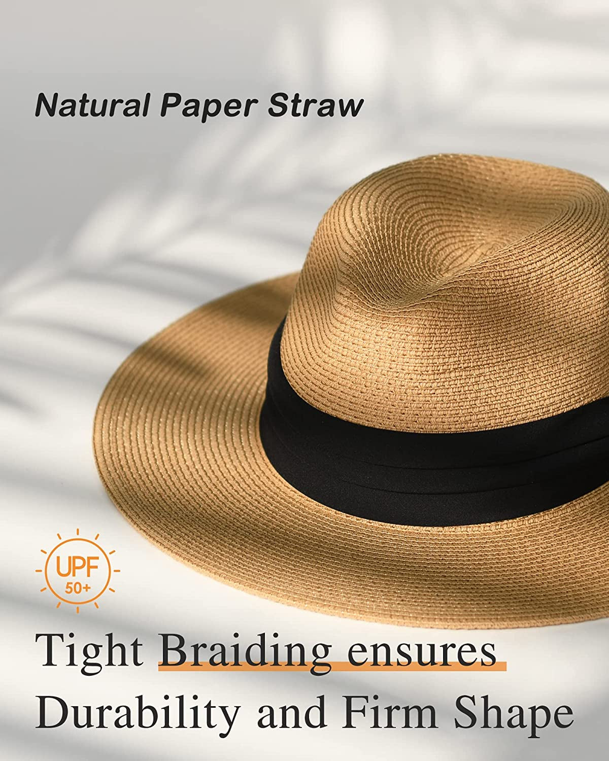 FURTALK Panama Hat Sun Hats for Women Men Wide Brim Fedora Straw Beach Hat UV UPF 50 Apparel & Accessories > Clothing Accessories > Hats KYLIE MAX   