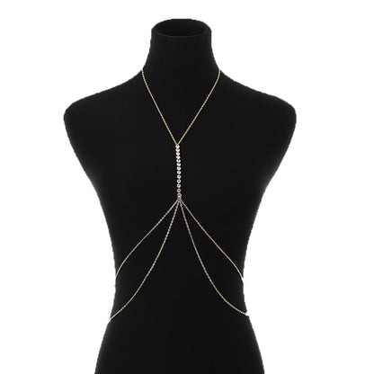 Jerany Rhinestone Sexy Body Waist Chain Gold Layered Body Necklace Party Body Accessories for Women and Girls Apparel & Accessories > Jewelry > Body Jewelry Jerany   
